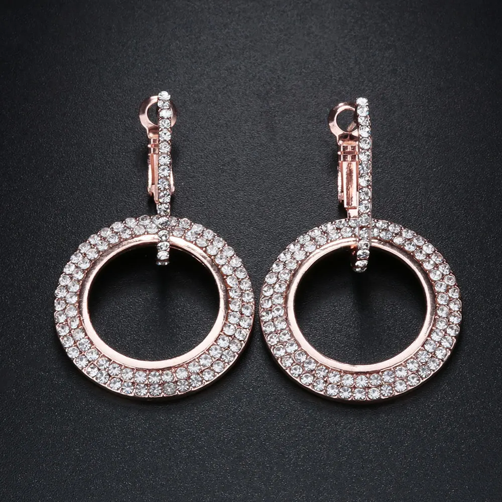 Высококачественные элегантные Кристальные сережки дизайн креативные ювелирные изделия круглые золотые и серебряные серьги на свадебную вечеринку для женщин