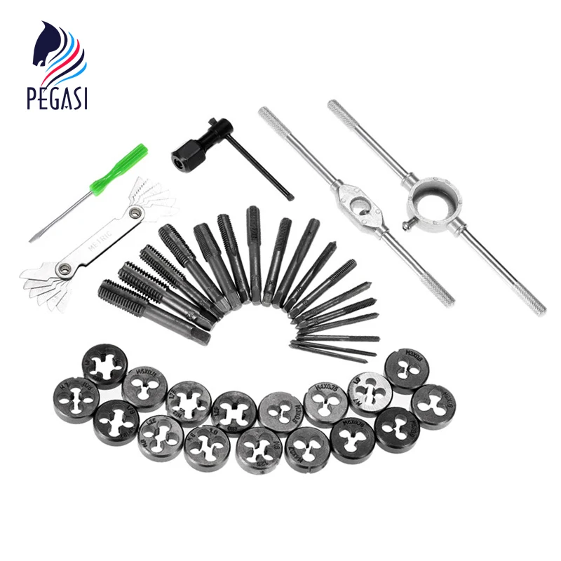 

40pcs Tap Die Set Metric Taps Dies Adjustable Tap Die Holder Thread Gauge Wrench Threading Tools With Plastic Case