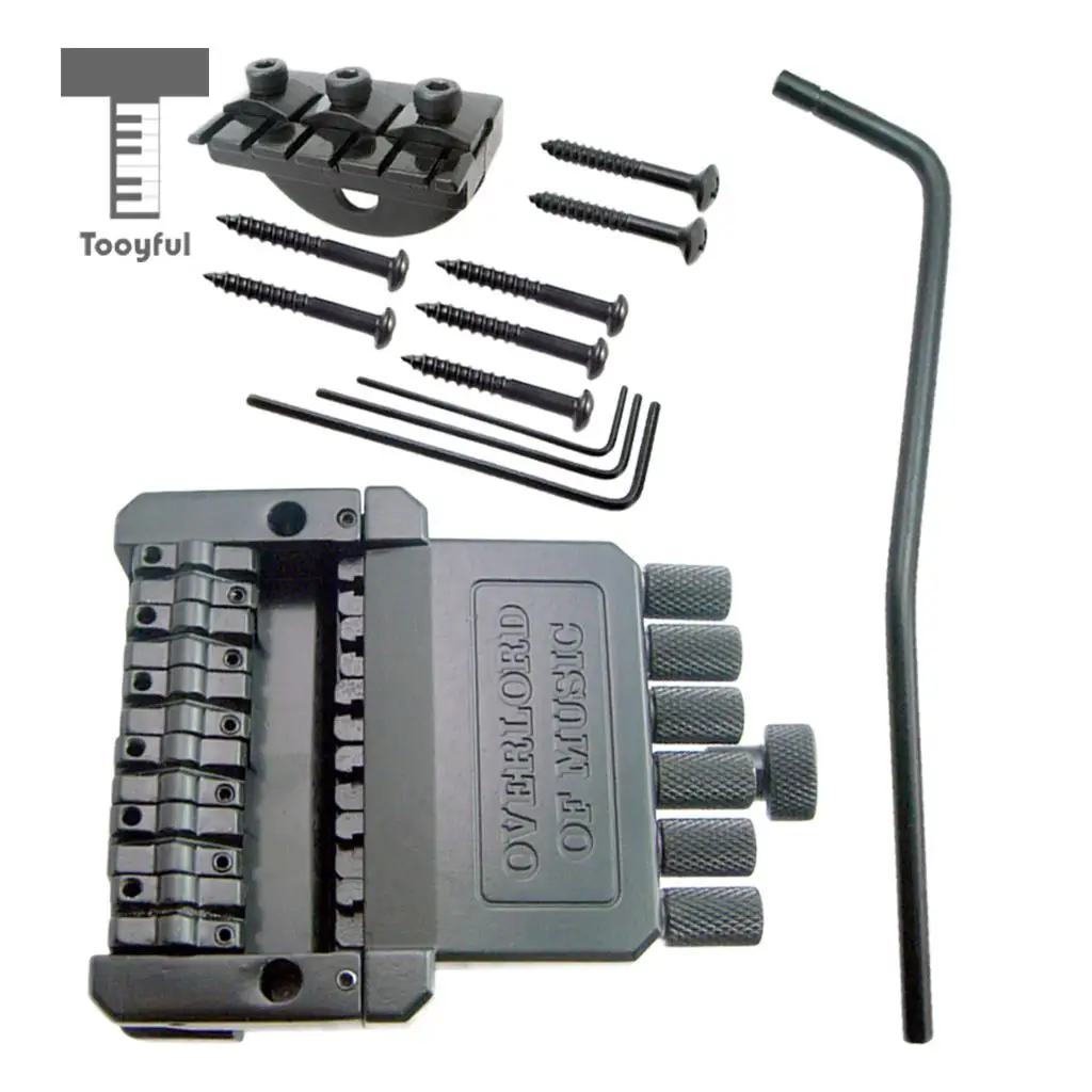 Tooyful 1 Set 6 String Saddle Headless Bridge Tailpiece with Screws for Electric Guitar Parts Replacement