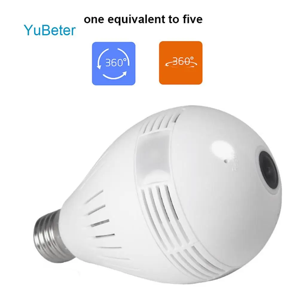 

YuBeter 960p Home Security Wireless Camera Lamp Fisheye Panoramic Camera Bulb CCTV Video Surveillance Night Vision Two Way Audio