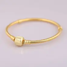 S925 стерлингового серебра браслет золото цветная бочка застегивающийся браслет-змейка базовый браслет для шармов для Для женщин бусины шармы «сделай сам» ювелирные изделия