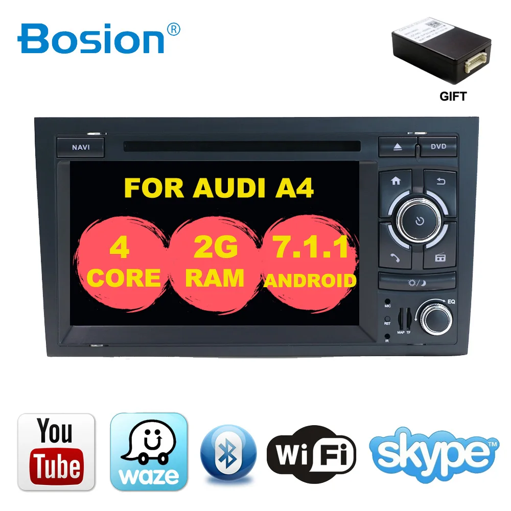 

7" 2 din Android 7.1 CAR GPS Navi for audi A4 2002-2008 S4 RS4 8E 8F B9 B7 With BT RDS WIFI DVD SWC car multimedia player radio