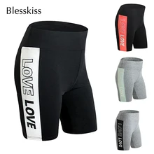 BLESSKISS/женские шорты для фитнеса с надписью Love, для занятий йогой, с высокой талией, спортивная одежда, шорты для спортзала, для женщин, для контроля живота, короткие леггинсы