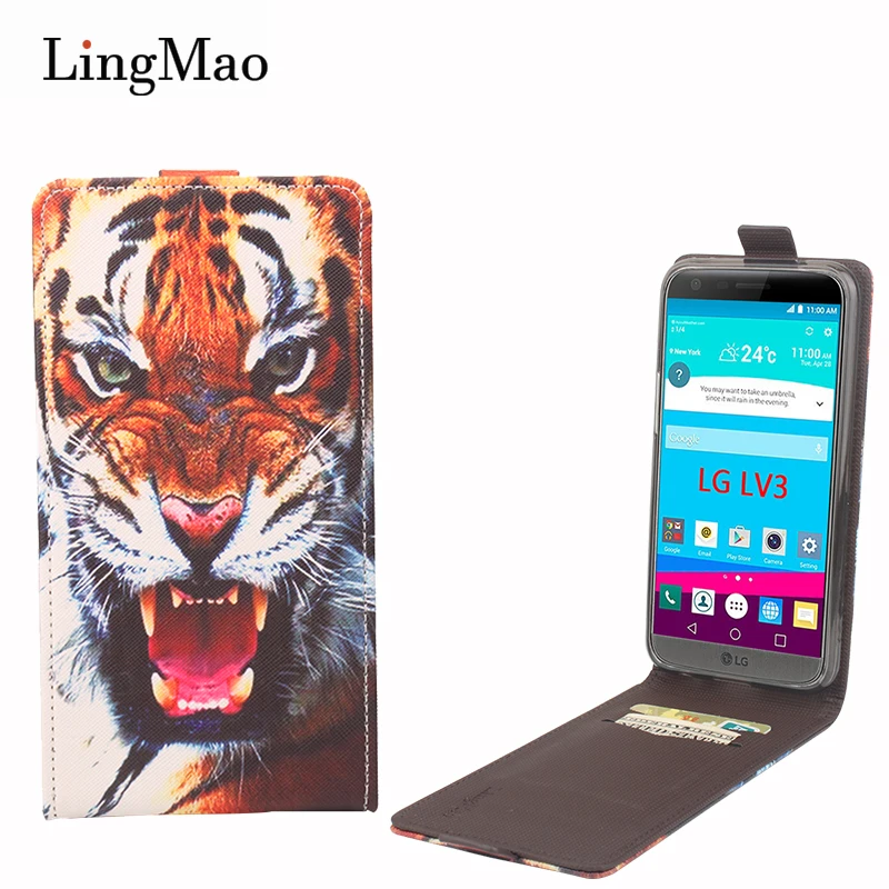 

For LG LV3 Case 3D Tiger Pattern Vertical Flip Leather Card Slot Phone Case Cover for LG LV3