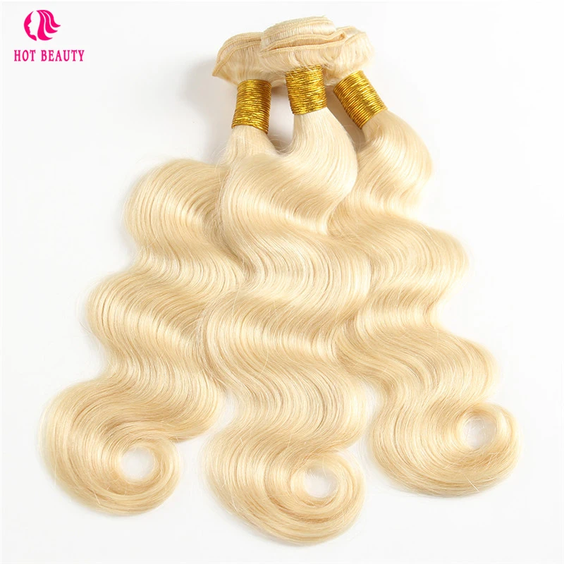 

Hot Beauty Hair Bleached 613 Blonde Body Wave Brazilian Human Hair Weave Bundles Remy Hair Extensions 3Pcs