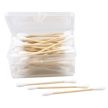Горячее предложение! Распродажа! 80 шт одноразовый двойной конец деревянная трубка ватные палочки бутон w прямоугольной формы чехол