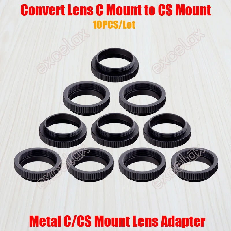 10PCS/Lot Metal 5mm C to CS Mount Adapter 25.4mm Thread C/CS Lens Mount