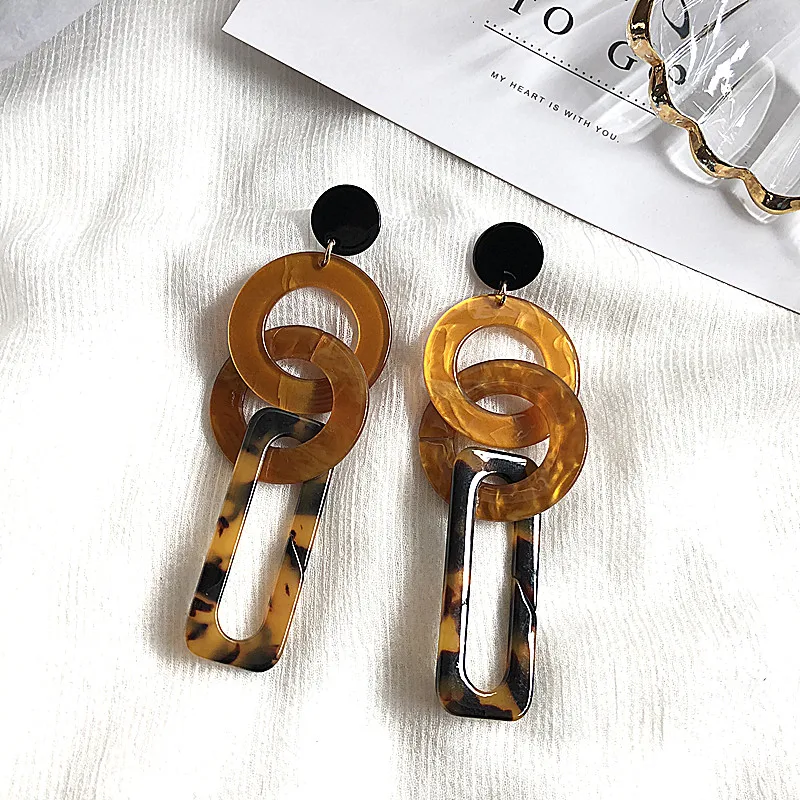 Free Shipping Geometric Resin Leopard Fashion Popular Stud Earring