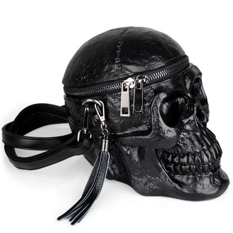 3D Funny Skeleton Head Black Shoulder Crossbones Messenger Bag Men Women Street Satchel Package Sku