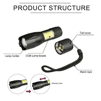 

SKYWOLFEYE Brand Flashlight 8000 Lumen Zoomable Torch T6 LED 4 Modes Portable 18650 Battery Torch Focus Lamp For Cycling