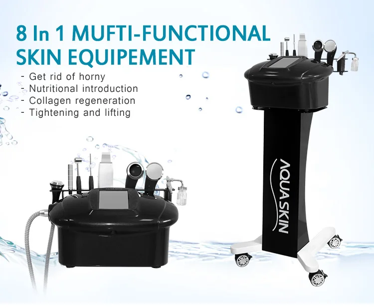 Newest 7in1 aquaskin black comprehensive facial cleaning ultrasound machine for beauty salon