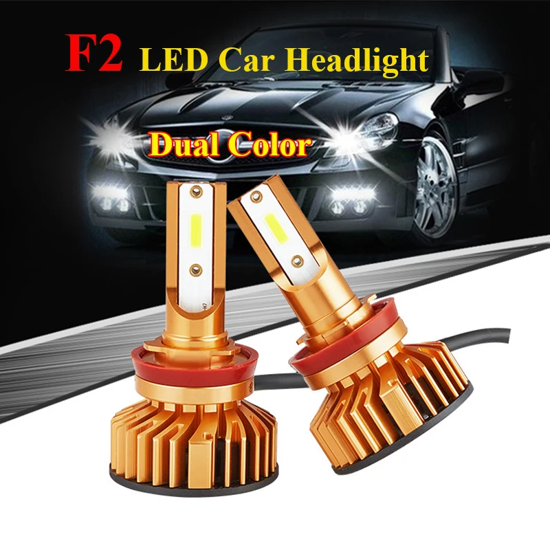 

JSLMin Car Headlight C6 Car LED Double Color Temperature 3000K/6000K High Beam Low Light Fog Lights 8000LM H7 H4 12V Auto Lamps