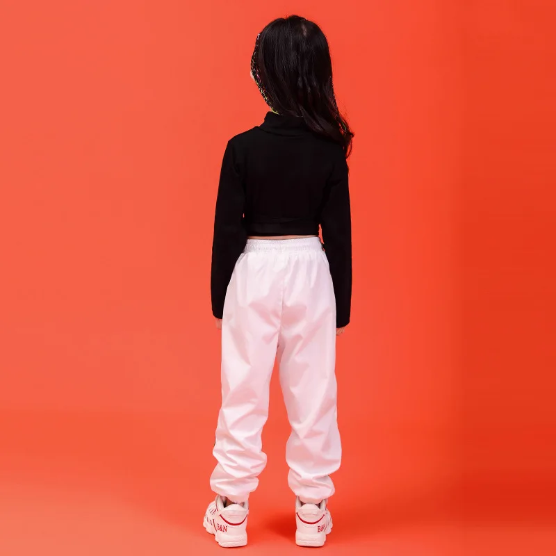 Girls Jazz Hip Hop Dancing Costumes for Kids Black T Shirt Crop Tops Jogger Pants Ballroom Performance Show Dance Clothes girl dance costume children costumes