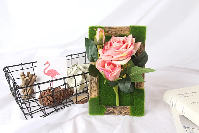 JAROWN Wall Mounted 3D Simulation Rose Flowers Photo Frame Wedding Decoration Artificial Silk Flower Home Decor (3)