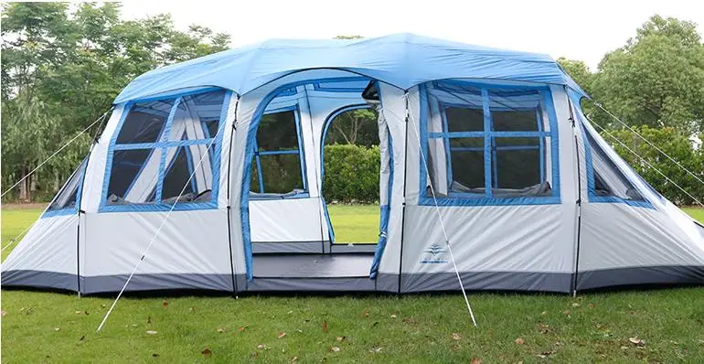 8-12 человек использовать ультра двойной слой палатка с большими окнами большие беседки вечерние палатки дома Barraca - Цвет: Blue