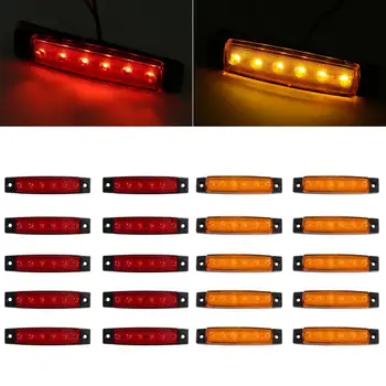 

10x 6 LED Side Marker Lamp LED Indicator Side Marker Clearance Light for Truck Van Caravan Lorry Car Red/ Amber 24V