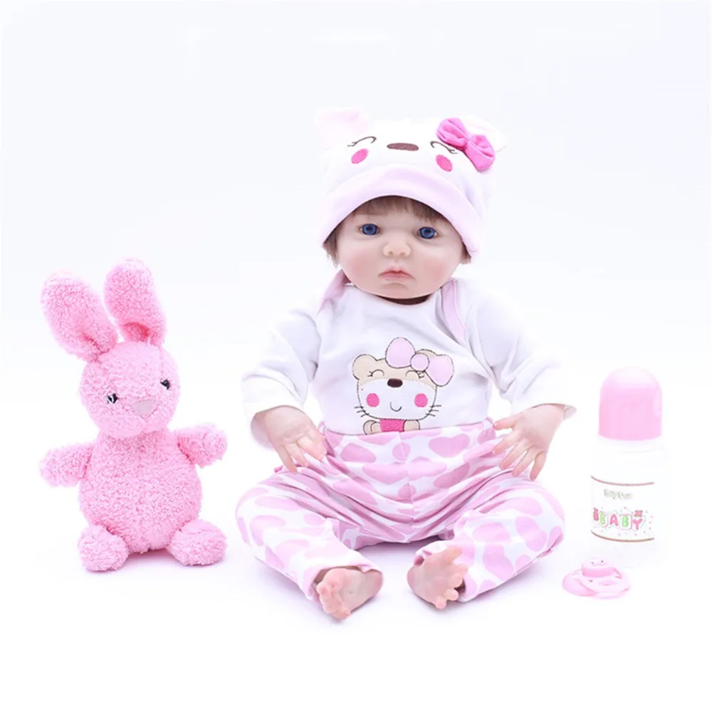 

SanyDoll 16 inch 43 cm Silicone baby reborn dolls, doll reborn Lovely pink suit doll holiday gifts