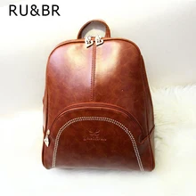 RU et BR De Mode Rivet Sac À Dos PU Sac À Dos En Cuir Vintage Double Shulder Sac Européen et Américain Style École Sacs Pour adolescent