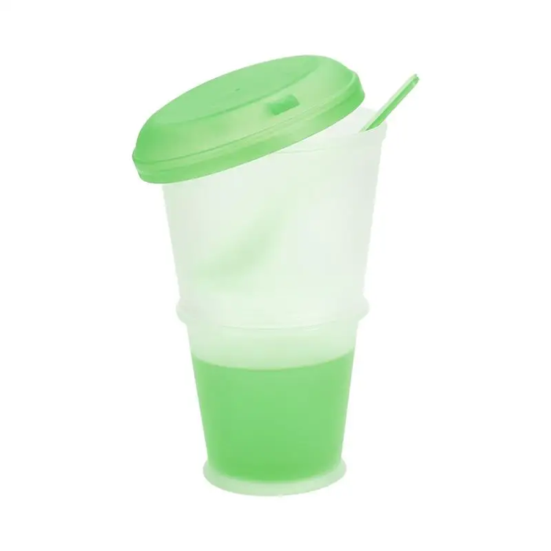 Креативная чашка для завтрака, овсяная чашка, хлопья, ПП чашка для закусок с крышкой, складная ложка, контейнер для еды, сохраняет молоко холодным, Прямая поставка - Цвет: Зеленый