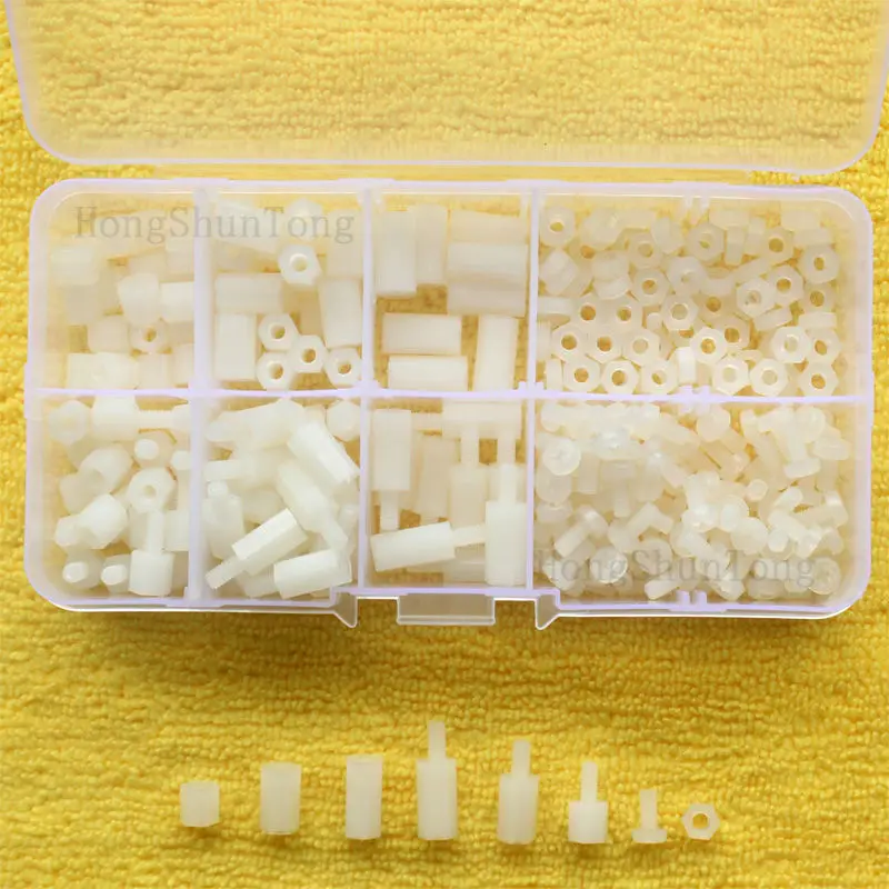 

260Pcs/Box White M3 Nylon Hex Spacers Screw Nut Stand-off Assortment Kit Set