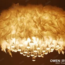 Перьевая лампа, Хрустальная подвеска, светлый подвесной светильник, перо, подвесной светильник, ZL347