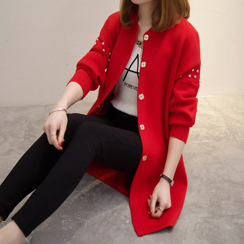 

Women's Ladies Spring 2019 New Style Spring and Autumn Fashion Cardigan Sweater Women's Long Knit Jacket Women