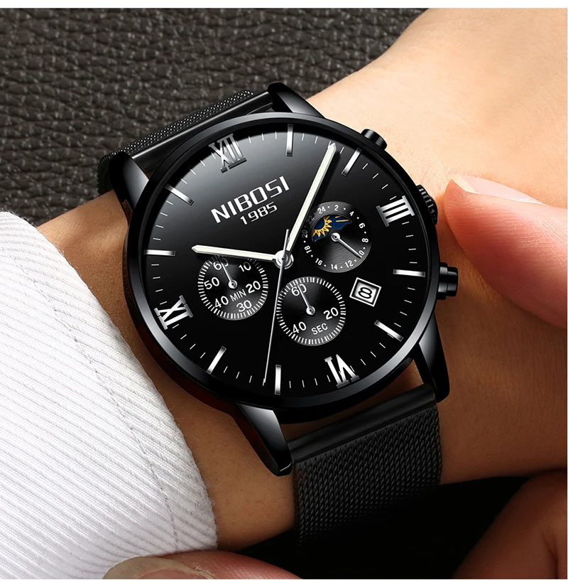 Uhren Herren NIBOSI Gold And Black Men's Quartz Watch Business Watch Brand Luxury Dress Analog Wristwatch Waterproof Full Steel (10)