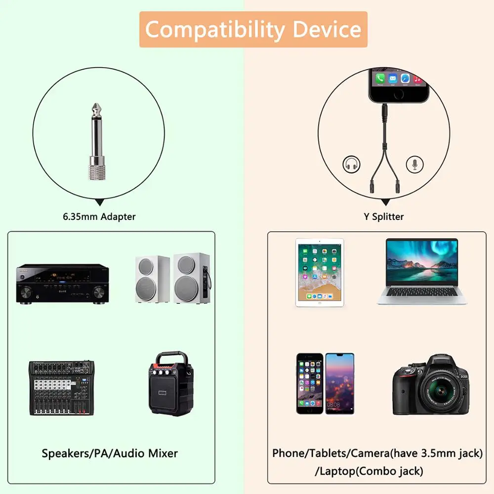 Fone de Ouvido Guia de Reunião Ensino com Adaptador 2.4g sem Fio Mic para Altifalante Kimafun Microfone Fala Megafone Rádio 6.35mm - Image 4