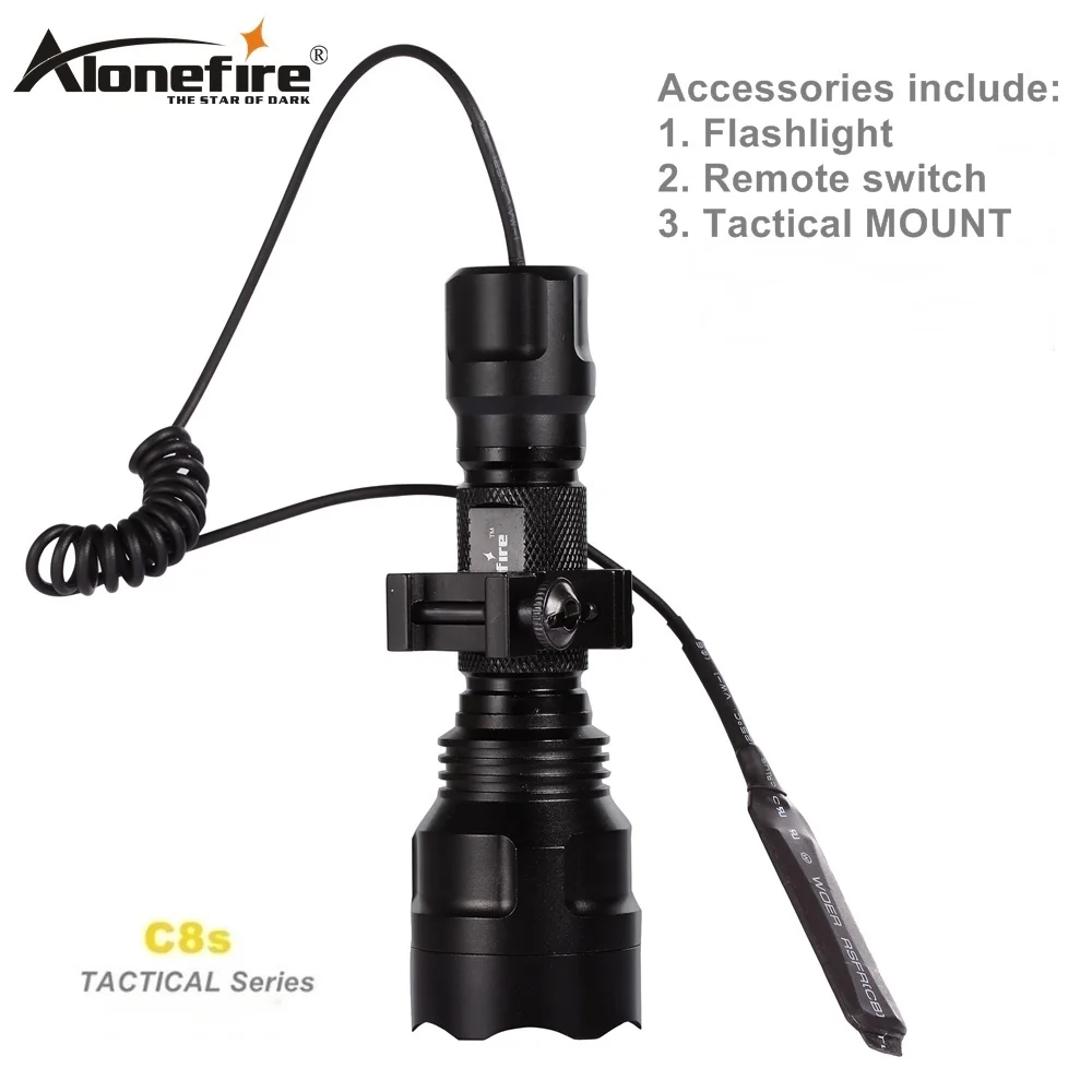 AloneFire C8 CREE XML T6 L2 U3 светодиодный тактический флэш-светильник фонарь 20 мм крепление для страйкбола прицел ружья светильник 18650 батарея - Испускаемый цвет: C8 25DK- A