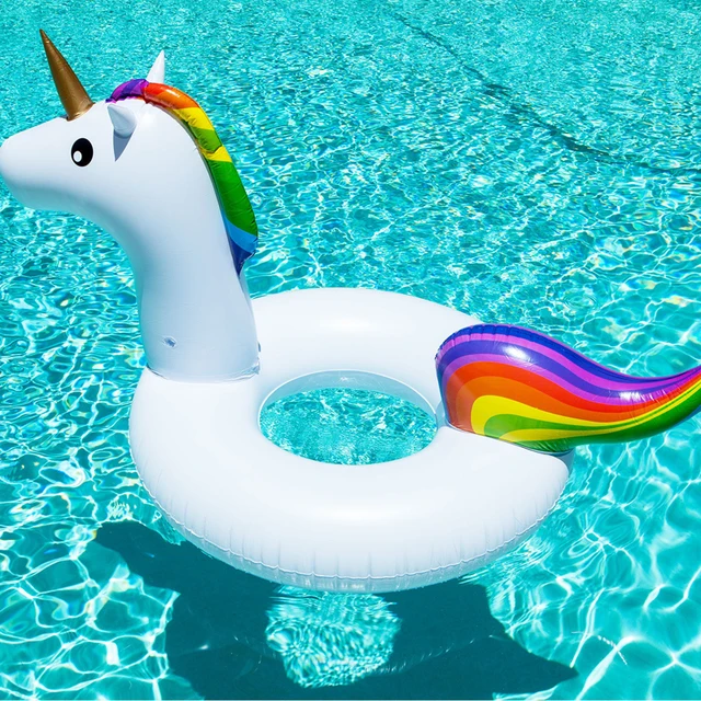 Надувные Rainbow Unicorn плавание кольцо гигантский бассейна игрушки матрас плавательный круг для детей пляжные воды вечерние игрушки