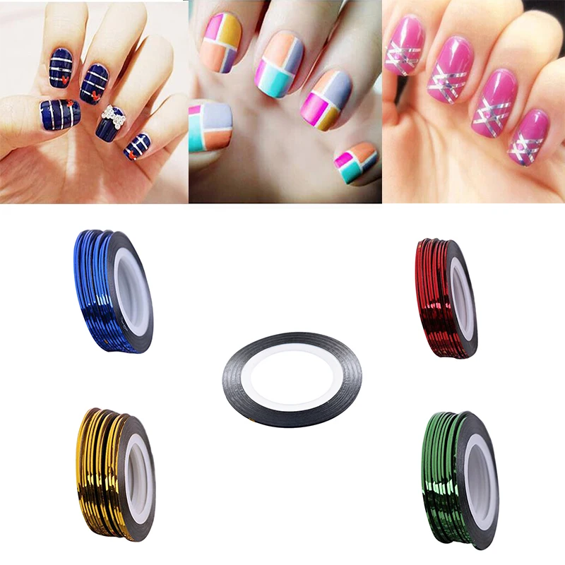 

1mm 1 Roll Nail Tools Decorations Colorful DIY Nails Beauty Rolls Nail Art Stickers Striping Decals Foil Tips Tape Line Design