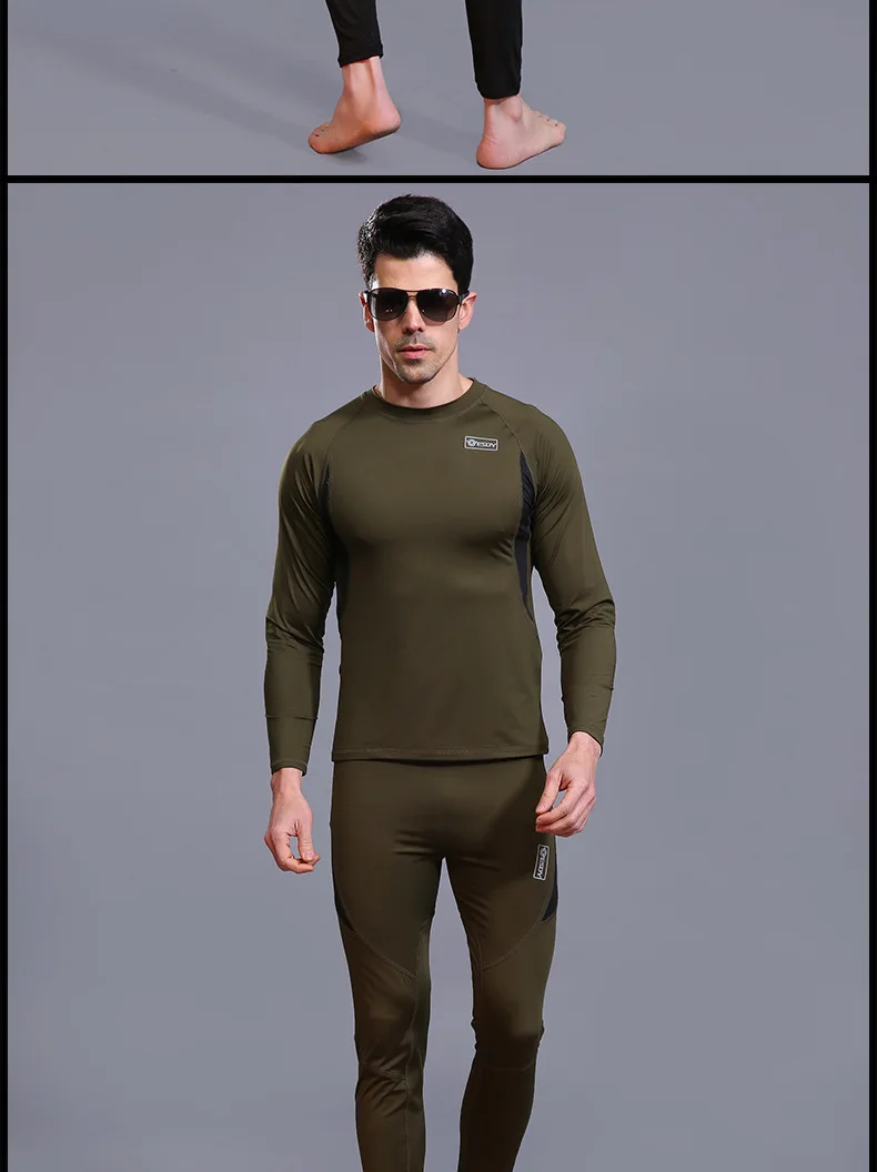 Aismz winter Top quality New thermal underwear men compression fleece sweat quick drying thermo underwear sets men clothing heated long underwear