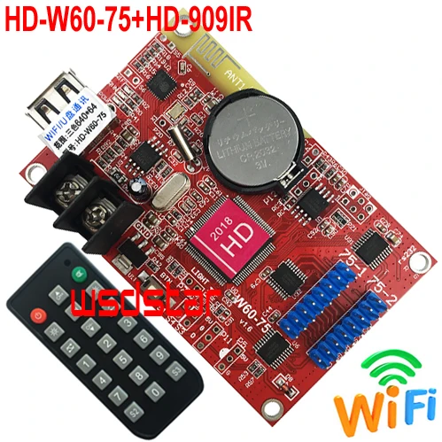HD W60 75 + 909IR ИК пульт дистанционного управления светодиодный контроллер 640*64 2 * HUB75