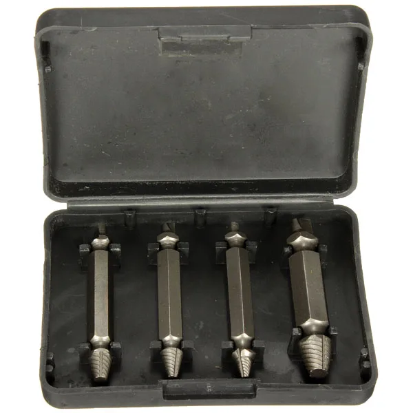 

4PCS/Set Alloy Steel Drill Bits Set Broken Bolt Remover Double Side Damaged Screw Extractor Power Tools Kit 1# 2# 3# 4# Best