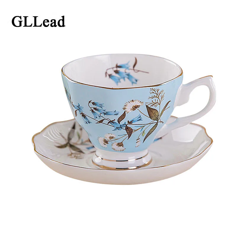 

GLLead European Style Top Grade Ceramic Coffee Cup And Saucer Creative Bone China Breakfast Milk Cups Teacup Porcelain Set