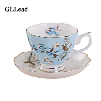 

GLLead European Style Top Grade Ceramic Coffee Cup And Saucer Creative Bone China Breakfast Milk Cups Teacup Porcelain Set