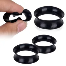 Панк готика крутые черные силиконовые серьги для ушей модные двойные расклешенные телесные тоннели носилки пирсинг ювелирные изделия для тела 3-25 мм