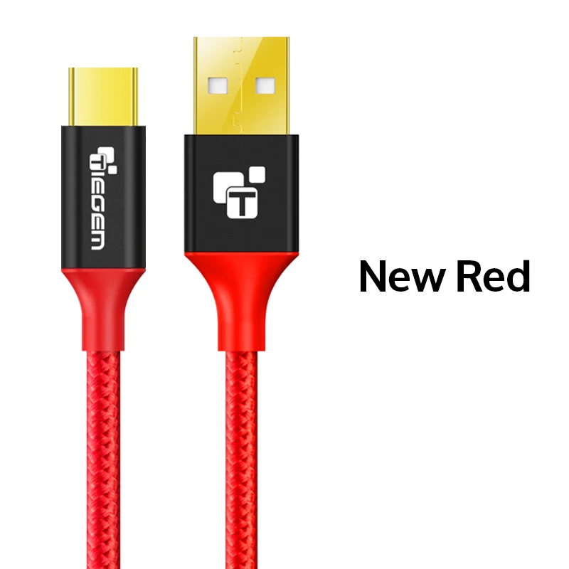 TIEGEM 3,1 usb type-C нейлоновый кабель для быстрой зарядки usb type-C USB-C кабель для синхронизации данных и зарядки для OnePlus 2 ZUK Z2 NEXUS 5X6 P Xiaomi - Цвет: New Red