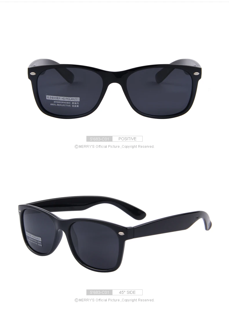 Модные поляризационные солнцезащитные очки Merry's, мужские, брендовые, дизайнерские, классические, Ретро стиль, с заклепками, солнцезащитные очки, UV400 S'683