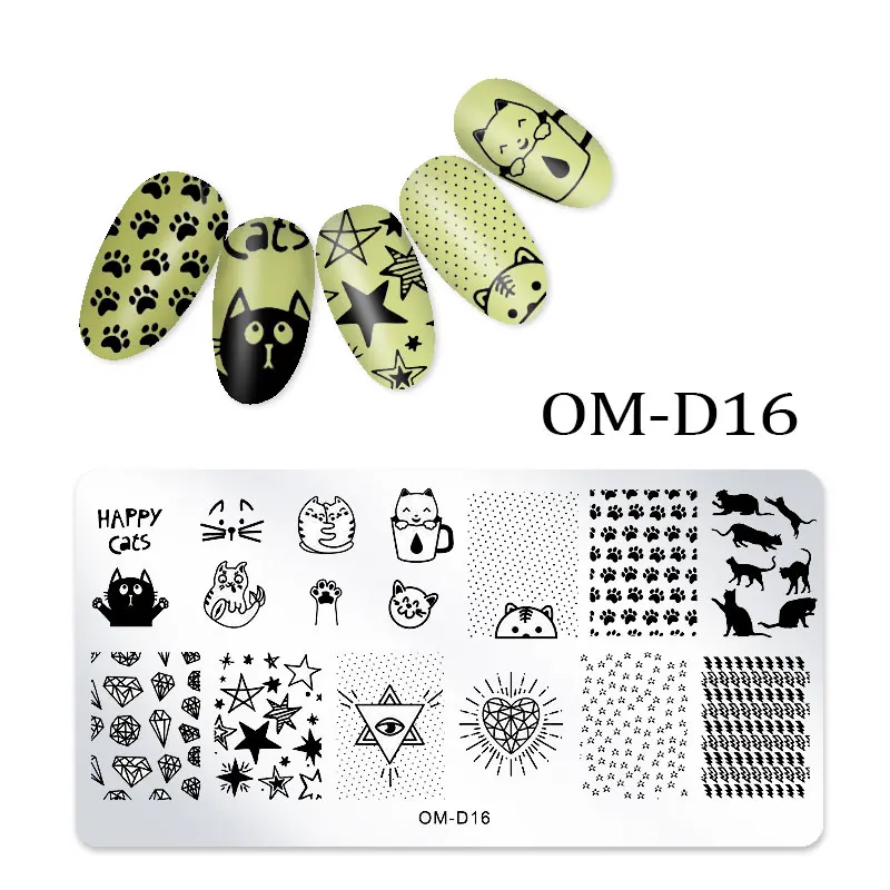 1Pc Nail Stamping Plates Lace Flower Animal Geometry Pattern Nail Art Stamp Stamping Template Image Plate Stencil Manicure Tools - Цвет: OM-D16