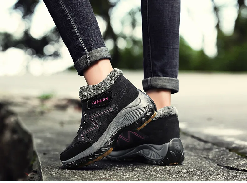 2019 Winter women snow boots women warm push ankle boots female high wedge waterproof Boots rubber hiking boots shoes (7)