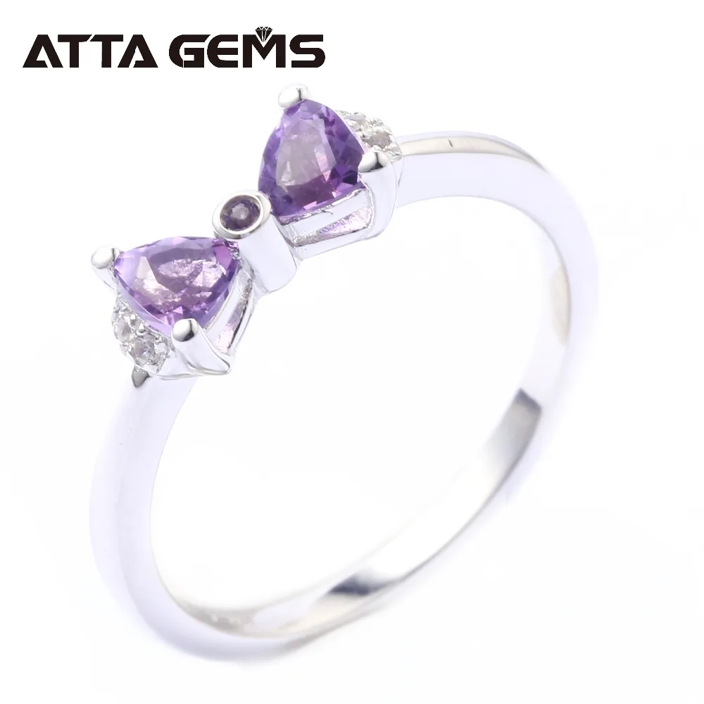 

Natural Amethyst Sterling Silver Rings Lovely Style for Girls Natural Crystal S925 Fine Jewelry Birthday Gifts for Daughter