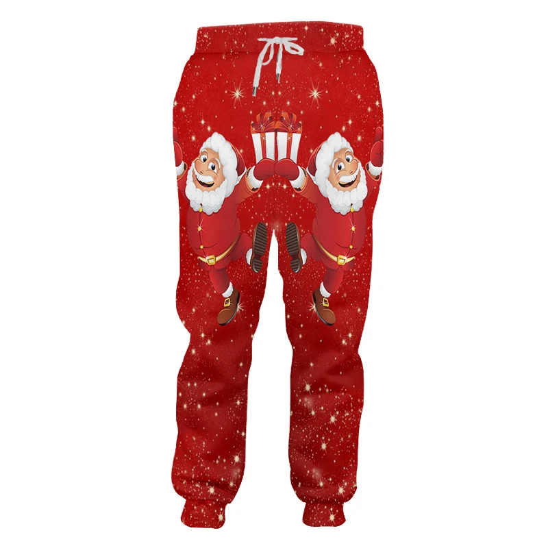 best sweatpants for men UJWI Snowflake Christmas 3D Printed Man Sweatpants Lovely Anime Santa Claus Mens Clothing Large Size Polyester Pants grey sweatpants Sweatpants