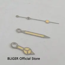 Серебристое окаймление желтый цвет светящиеся часы для Miyota 8205 8215 821A автоматическое движение H47