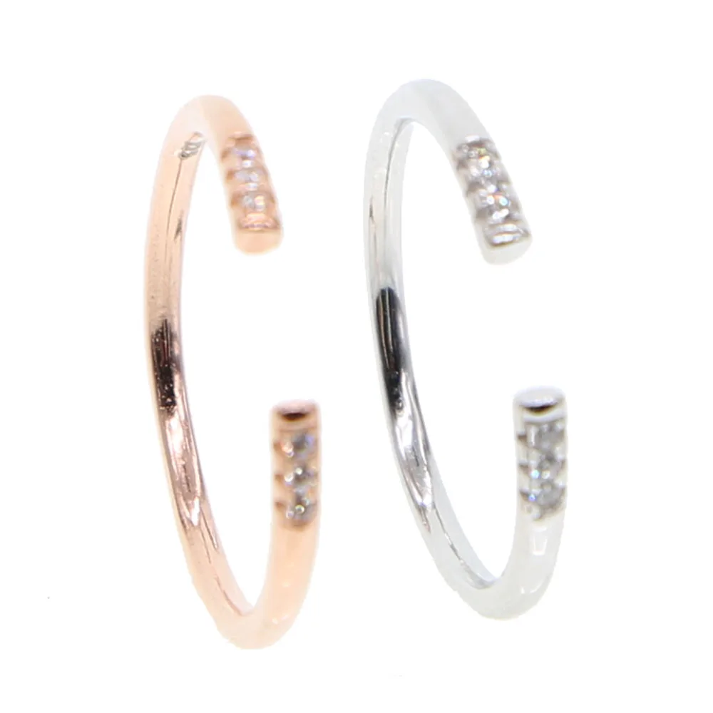 

100% 925 silver double side cz midi finger Rings for Women open Kunckle Ring 2018 valentine Gift delicate thin ring adjustable