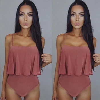 

Fashion Beach Truffle Off Shoulder Camisole Jumpsuit Summer Solid Sexy Sleeveless Sling Bodysuit Women Bodysuit Romper