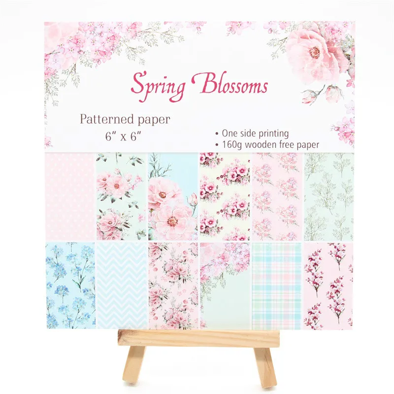

KSCRAFT 12pcs 6" Single-side Printed Spring Blossoms pattern creative papercraft art paper handmade scrapbooking kit set book