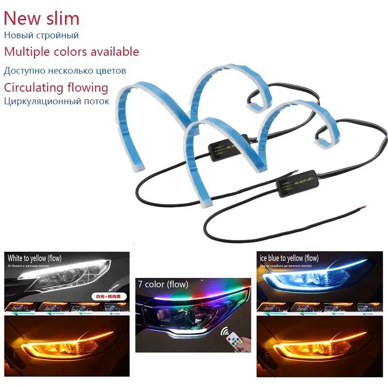 

2 pcs Auto lamps for DRL cars LED daytime running lights style Accessories signal beacon guide Assembly