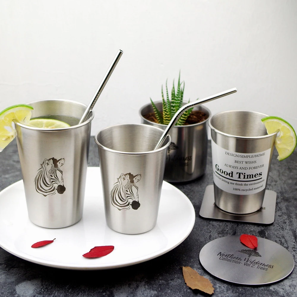 350500ml Stainless steel Cup for lovers Industrial Flamingo beer cold water toothbrush couple cup For CampingTravelHome Use (12)