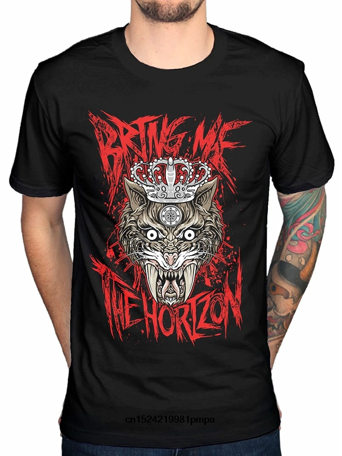 Funny Men T Shirt White T-shirt Black Tee Bring Me The Horizon Men's Wolves Cotton 2018 New TOP TEE |